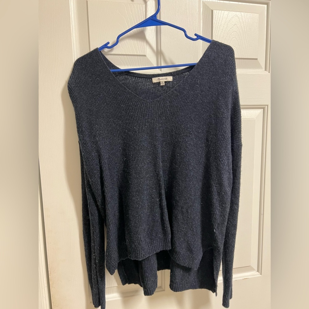 Madewell Blue V-Neck Sweater